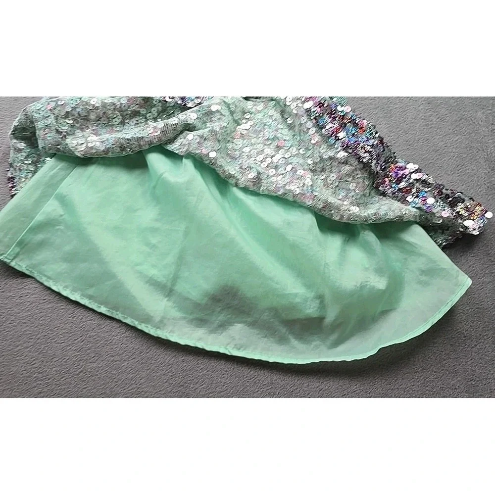 Justice Girls Sequin Mini Skirt Skater Size 7‎ Sequin Mint Pink W/ Shorts